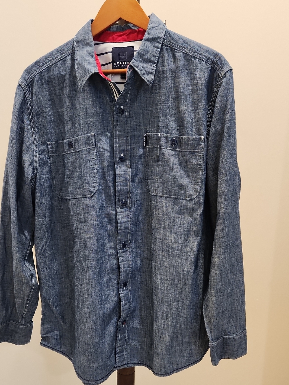 Sperry Men's Denim-Look Blue Button-Down Shirt